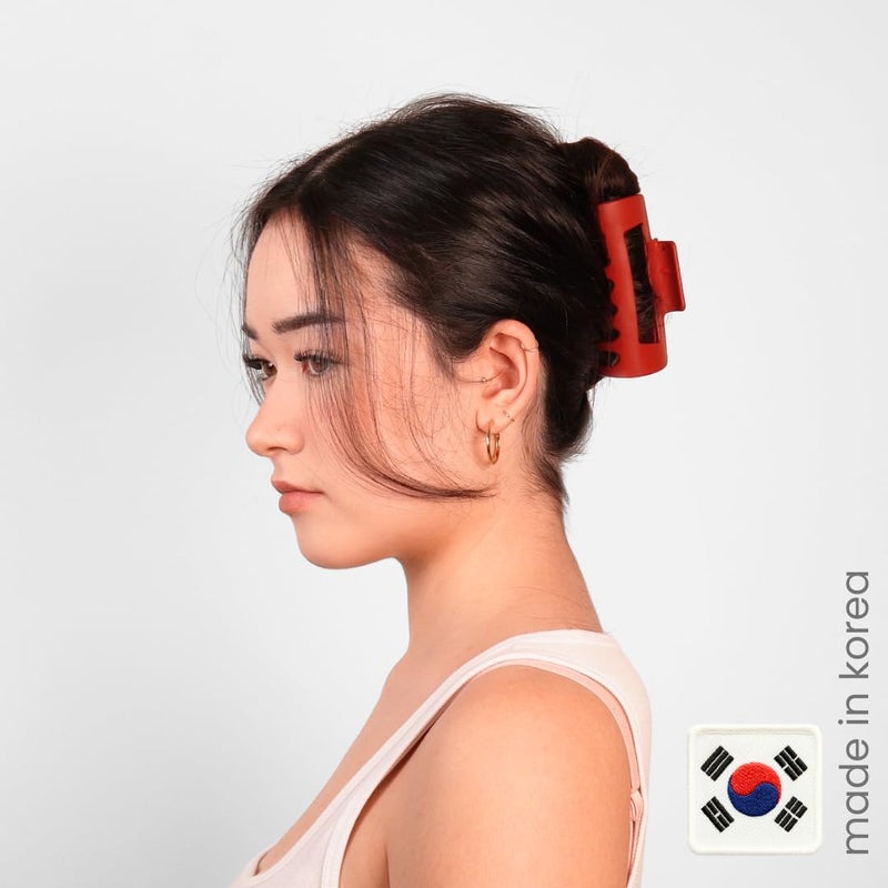 Mello The Original Hair Claw Clip Squishy Claw Clip Made in Korea Patent Pending 30021976 (Red, Medium) - Image 2